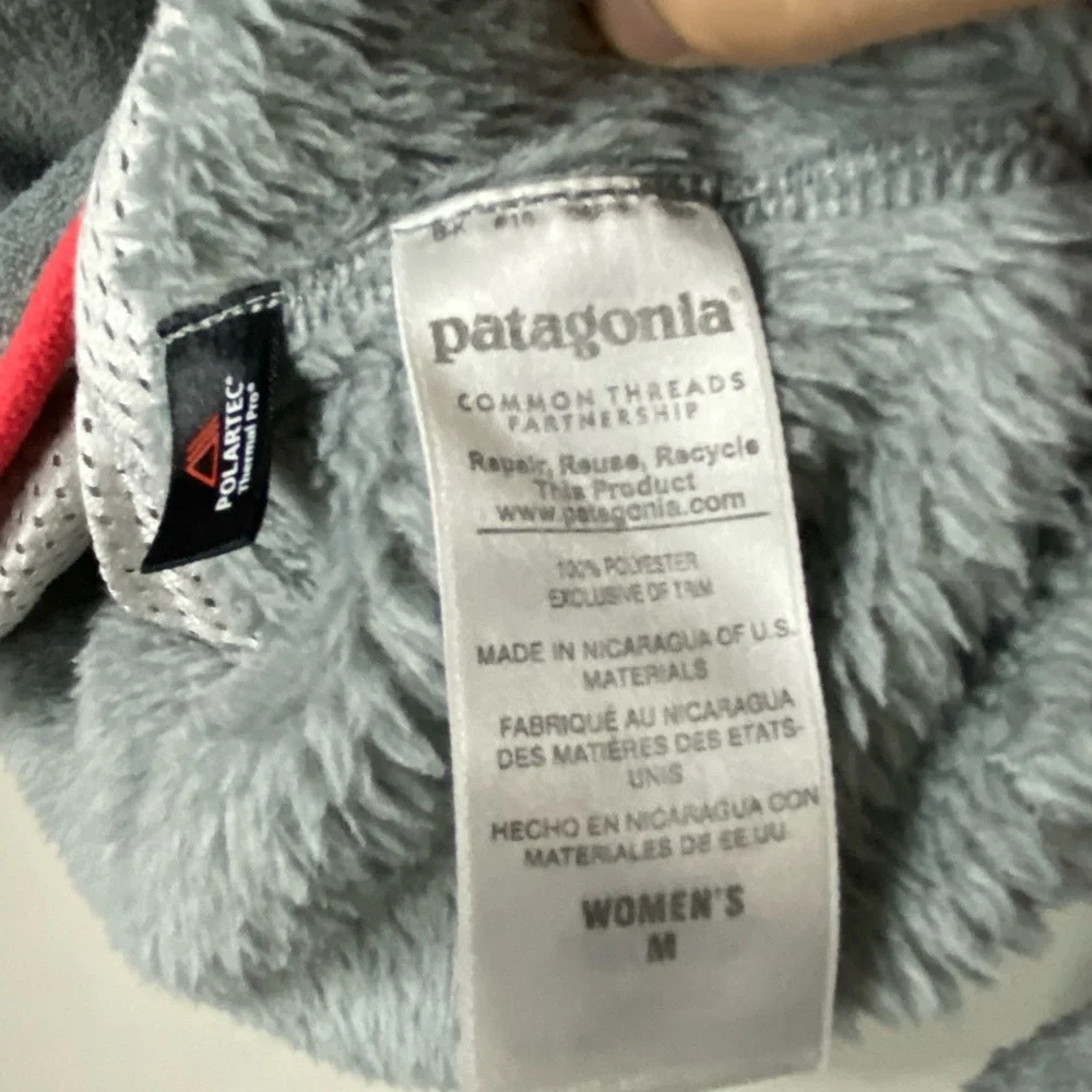 Patagonia Re Tool Snap T Fleece Pullover women medium grey pink accent warm cozy - Picture 4 of 8